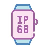 ilustração em vetor ícone de cor de proteção à prova d'água de relógio inteligente ip68