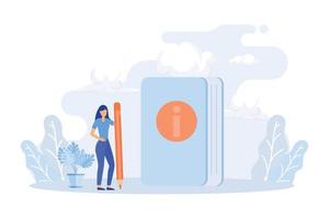 perguntas frequentes e ilustração de helpdesk. personagens entrando em contato com o serviço de helpdesk, fazendo perguntas e recebendo respostas. conceito de suporte ao cliente. ilustração moderna de vetor plano