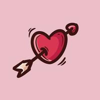 vetor de desenhos animados de coração e flecha