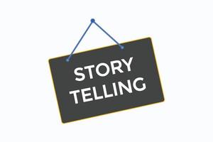 vetores de botão de contar histórias. rótulo de sinal balão de fala contando histórias