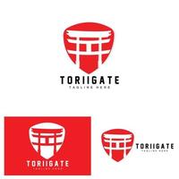 logotipo do portão torii, vetor de ícone do portão da história japonesa, ilustração chinesa, modelo de marca da empresa de design de madeira