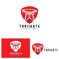 logotipo do portão torii, vetor de ícone do portão da história japonesa, ilustração chinesa, modelo de marca da empresa de design de madeira