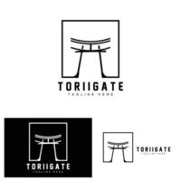 logotipo do portão torii, vetor de ícone do portão da história japonesa, ilustração chinesa, modelo de marca da empresa de design de madeira