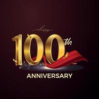 aniversário 100. números 3d de ouro. modelo de pôster para comemorar a festa do evento de 100 anos. ilustração vetorial