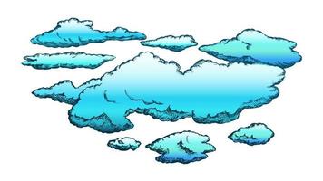 nuvens voadoras fofas e vetor retrô nublado