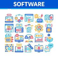 vetor de conjunto de ícones de teste e análise de software