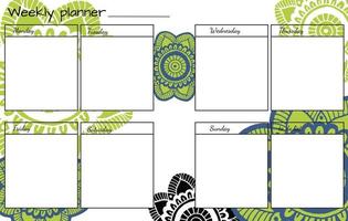 planejador semanal com mandala de flores. vetor