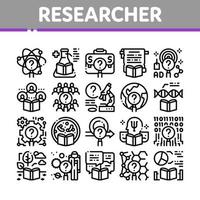 conjunto de ícones de coleção de negócios de pesquisador ilustrações vetoriais vetor