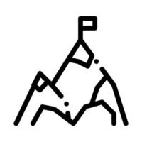 montanha com bandeira no ícone de vetor de alpinismo de pico