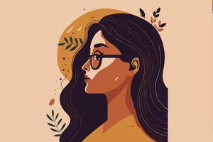 mulher adulta ilustrando o dia internacional da mulher com personagem fictício vetor