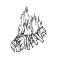 vetor monocromático tradicional de vara de madeira em chamas