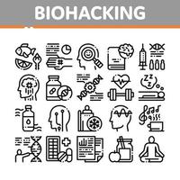 vetor de conjunto de ícones de elementos de coleção de biohacking