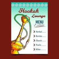 vetor de cartaz de menu exclusivo do hookah lounge bar