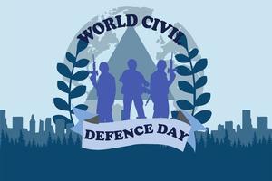 dia mundial da defesa civil. exército, mapa do mundo. desenhos vetoriais. adequado para banners, sites, cartazes, modelos, aplicativos, planos de fundo e outros vetor
