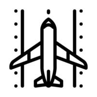 avião no vetor de linha fina de ícone de aeroporto de pista