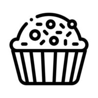 muffin delicioso ícone de comida assada vetor de linha fina