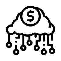 ilustração de contorno do vetor de ícone de nuvem de dinheiro