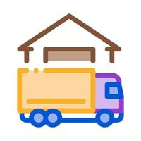 caminhão perto da ilustração do contorno do vetor do ícone da casa