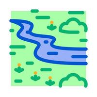 paisagem do rio entre a ilustração do contorno do vetor ícone do prado