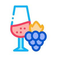 vinho com ilustração de contorno vetorial de ícone de uvas vetor