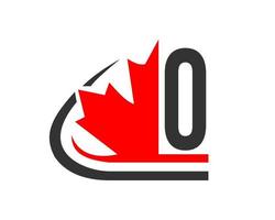 folha de bordo vermelho canadense com o conceito de letra. design de logotipo de folha de bordo vetor