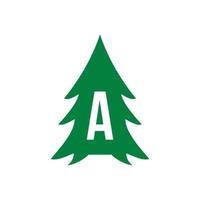 letra um design de logotipo de pinheiro vetor