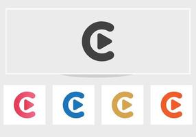 modelo de vetor de design de logotipo de reprodução de letra c