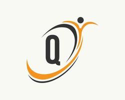 design de logotipo de aptidão letra q. bio, ícone de saúde. logotipo médico vetor
