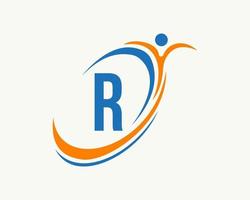 design de logotipo de fitness letra r. bio, ícone de saúde. logotipo médico vetor