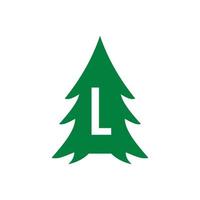 design de logotipo de pinheiro letra l vetor