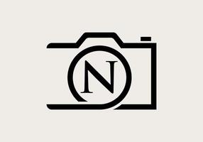 design de logotipo de fotografia de letra n. modelo de fotografia de inspiração de design de logotipo de câmera vetor