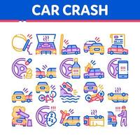 vetor de conjunto de ícones de coleção de acidentes de acidente de carro