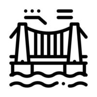ponte pênsil na ilustração do esboço do vetor do ícone da água