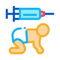 vacinas para ilustração de contorno de vetor de ícone de crianças