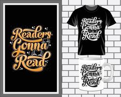 os leitores vão ler o vetor de design de camiseta de tipografia de citações de livros