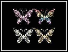 conjunto de vetores borboleta feito com strass pérola e diamante