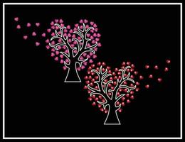 conjunto de vetores de árvore de coração de amor feito com strass pérola e diamante
