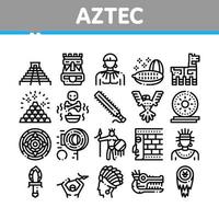 vetor de conjunto de ícones de coleção de civilização asteca