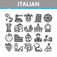 vetor de conjunto de ícones de coleção tradicional italiana