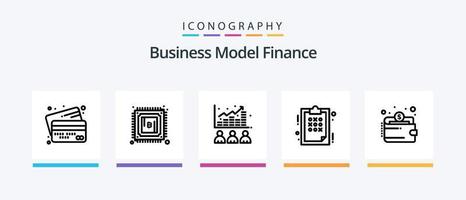 pacote de ícones da linha 5 de finanças, incluindo corretor. regulamento. meta. mercado. Forma de pagamento. design de ícones criativos vetor