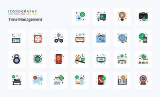 pacote de ícones de cores planas de gerenciamento de 25 tempos vetor