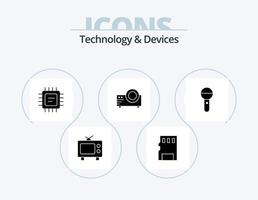 design de ícone do pacote de ícones de glifo de dispositivos 5. pressione. microfone. microchip. meios de comunicação. filme vetor