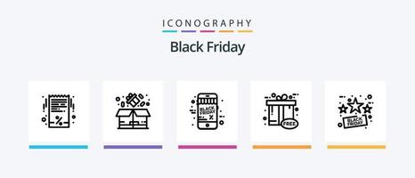 Black Friday Line 5 Icon Pack, incluindo comércio. placa de venda. Shopping. venda. info. design de ícones criativos vetor