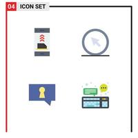 pacote de interface do usuário de 4 ícones planos básicos de cursor de arquivo de ponteiro de comunicação elementos de design de vetores editáveis privados