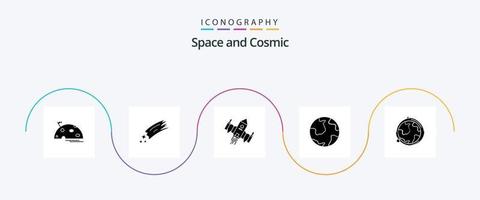 pacote de ícones do glifo espacial 5, incluindo globo. espaço. estrangeiro. barco vetor