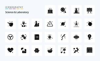 pacote de ícones de glifo sólido de 25 ciências vetor