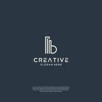 b inicial minimalista com inspiração de design de logotipo de construção vetor