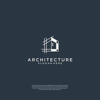 logotipo de construção com inspiração de design de logotipo imobiliário de arquitetura de conceito de forro vetor