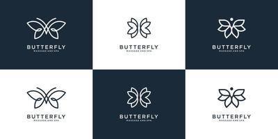 coleção de logotipo de borboleta de beleza com estilo de arte de linha vetor