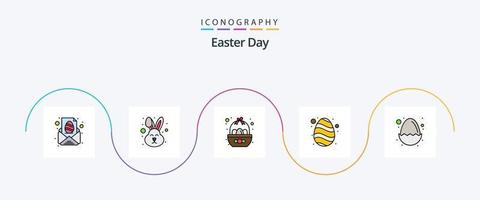 linha de páscoa cheia de pacote de 5 ícones planos, incluindo primavera. ovo. cara. páscoa. páscoa vetor